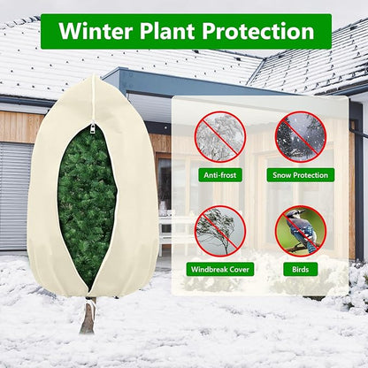 Plant Covers Freeze Protection, 4 Pack Round Frost Blankets for Outdoor Plants (71"x48") – Winter Plant Covers, 2.4oz/yd² Frost Cloth Plant Protection for Trees, Shrubs & Potted Plants