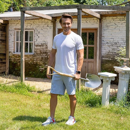 Berry&Bird Shovels for Digging, 43’’ Round Spade Heavy Duty Shovel with Wooden D Handle Stainless Steel Snow Shovel Garden Shovel Yard for Transplanting & Outdoor