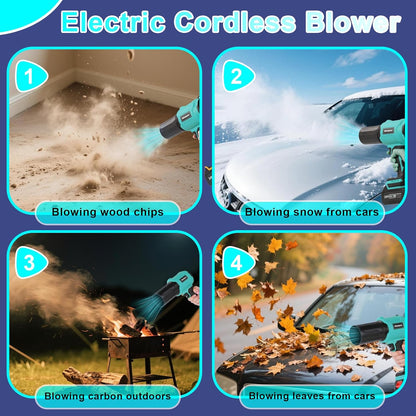 Small Cordless Leaf Blower,Leaf Blower Cordless,300000RPM Turbo Jet Blower with 1X24VX4.0Ah Battery and Charger for Patio Cleaning,Lawn Care,Car Cleaning and Dust Etc,2 Blowing Nozzles-Blue