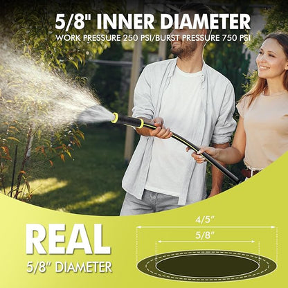 Garden Hose 5FT - PHLEX PRO Heavy-Duty Premium 5/8'' Rubber 3-Layer Water Hose - Innovation Flexible Hybrid Lightweight Water Hose with Full Brass Male to Female Fittings