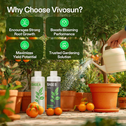 VIVOSUN Liquid Nutrients Base A & B Bundle, Grow Big Hydroponic Fertilizer, Supports Vegetative and Flowering Stages for Outdoor, Indoor Plants, Best Plant Food, Set of 8oz