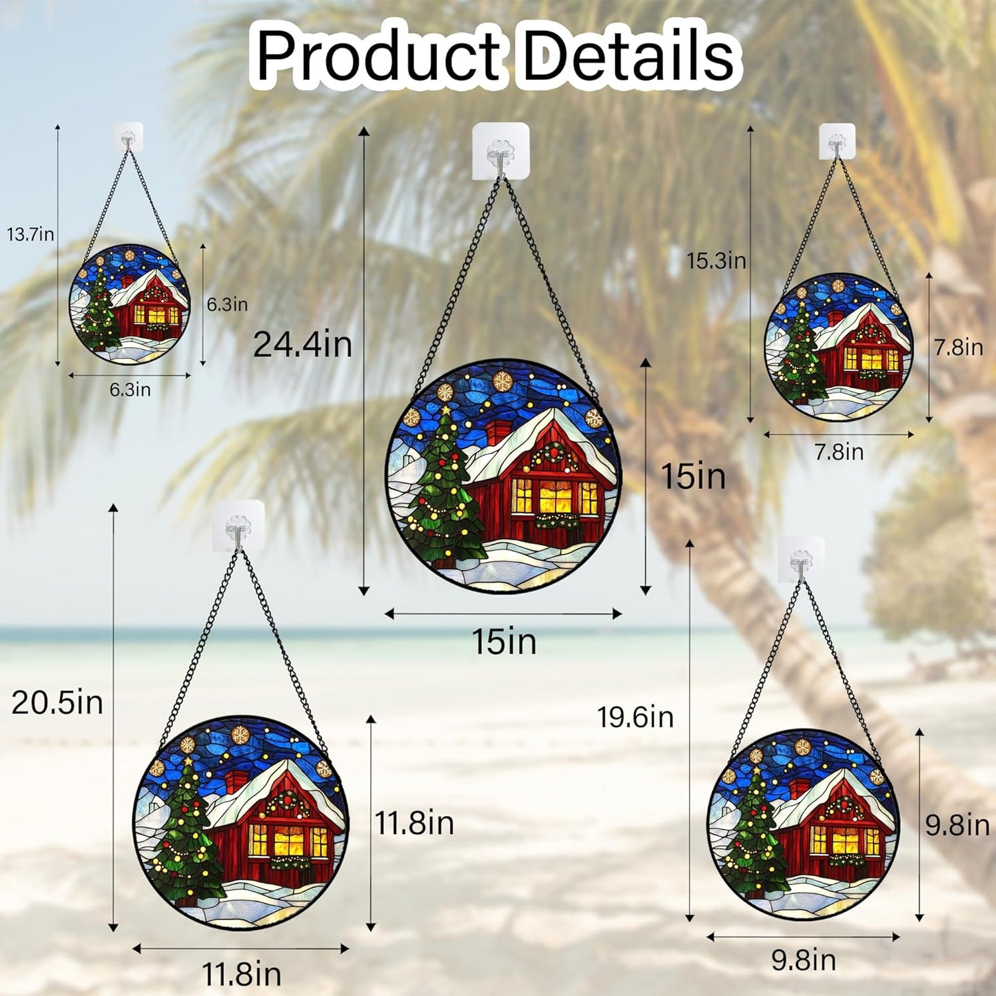 Stained Glass Window Hanging Blue Night Sky Snowflakes Christmas Tree 9.8" - Suncatcher Door Garden Sun Catcher Xmas Holiday Decor Birthday for Mom Men Woman Nana