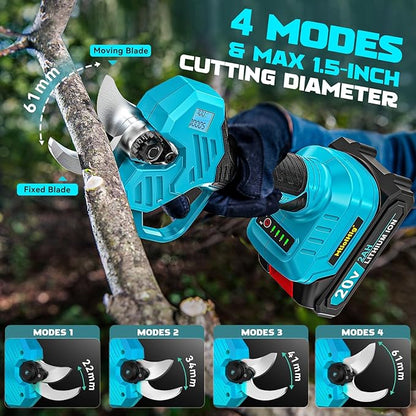 Cordless Pole Pruning Shears Compatible with Makita 18V Battery: 1.5-2 Inch Cutting Diameter Electric Pruning Shears with 2 x 2.0Ah Rechargeable Batteries - with LCD Display for Tree Branch
