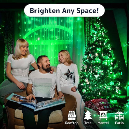 PREXTEX 100 Count Green Christmas Lights - 20 ft Warm Twinkle String Lights with Green Wire for Indoor and Outdoor Holiday Decor, Christmas Trees, Patios and More