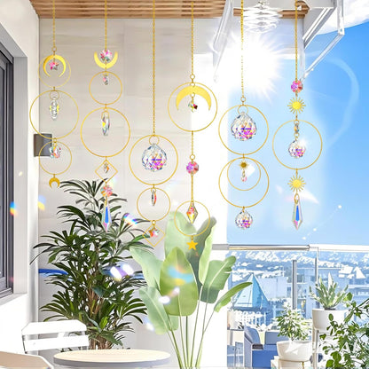 H&D HYALINE & DORA Set of 6 Colorful Crystals Suncatcher Hanging Sun Catcher with Crystals Pendant Ornament Crystal Balls for Window Home Garden Decor