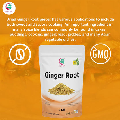 Dried Ginger Root 1 LB (16 Oz)| Cut and Sifted Dried Ginger Pieces | As Spicy as Fresh Ginger | Flavourful Indian Spice |100% Pure and Natural For Making Flavourful Tea | By Yogi's Gift®