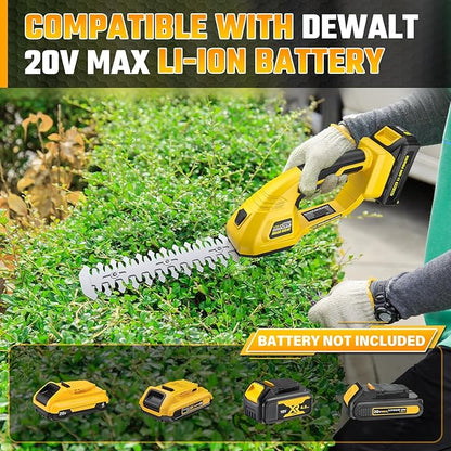 Cordless Grass Shear & Hedge Trimmer for DEWALT 20V Battery, 2 in 1 Handheld Electric Shrubbery Trimmer, Bush Trimmer for Yard & Garden, Lawn(Tool Only)
