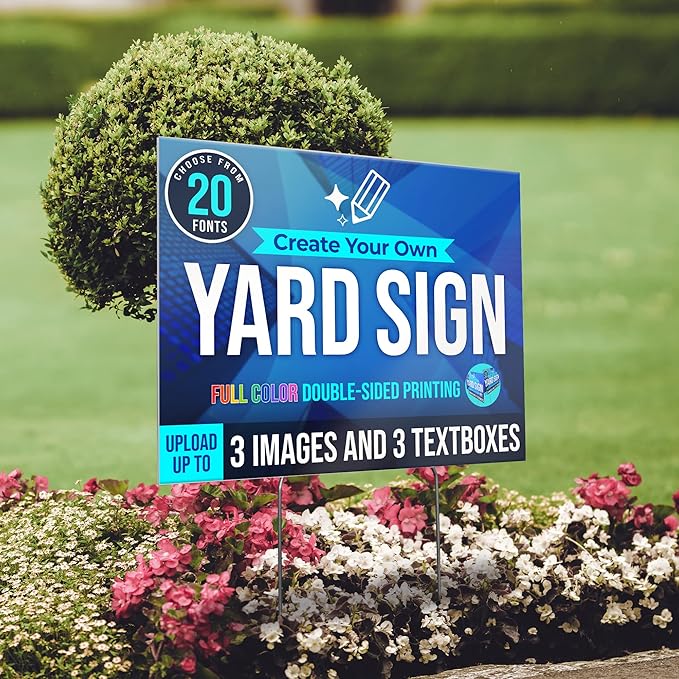 24x18" Double Sided Custom Yard Sign with Metal Stakes, Personalized Full Color Corrugated Yard Sign for Outdoors, Front and Back Custom Printed Personalized Lawn Signs 10 Pack (Design 8)