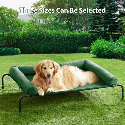 RRPETHOME Elevated Cooling Dog Bed,Raised Dog Cots Beds for Large Dogs,Outdoor Pet Bed for Large Dogs,Chew Proof Portable Cooling Pet Cot Skid-Resistant Feet,Frame with Breathable Mesh