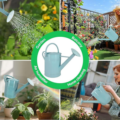 Galvanized Iron Watering Can for Indoor Plants, DIY Watering Cans for House Plant Garden Flower, Long Spout Water Can for Outdoor Watering Plants 7.57L 2 Gallon (Blue)