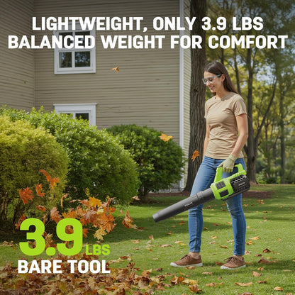 STEELITE Leaf Blower 21V, Electric Leaf Blower Cordless with 2 x 4.0Ah Battery and Charger, Powerful Battery Blower for Lawn Care, Patio Cleaning and Dust