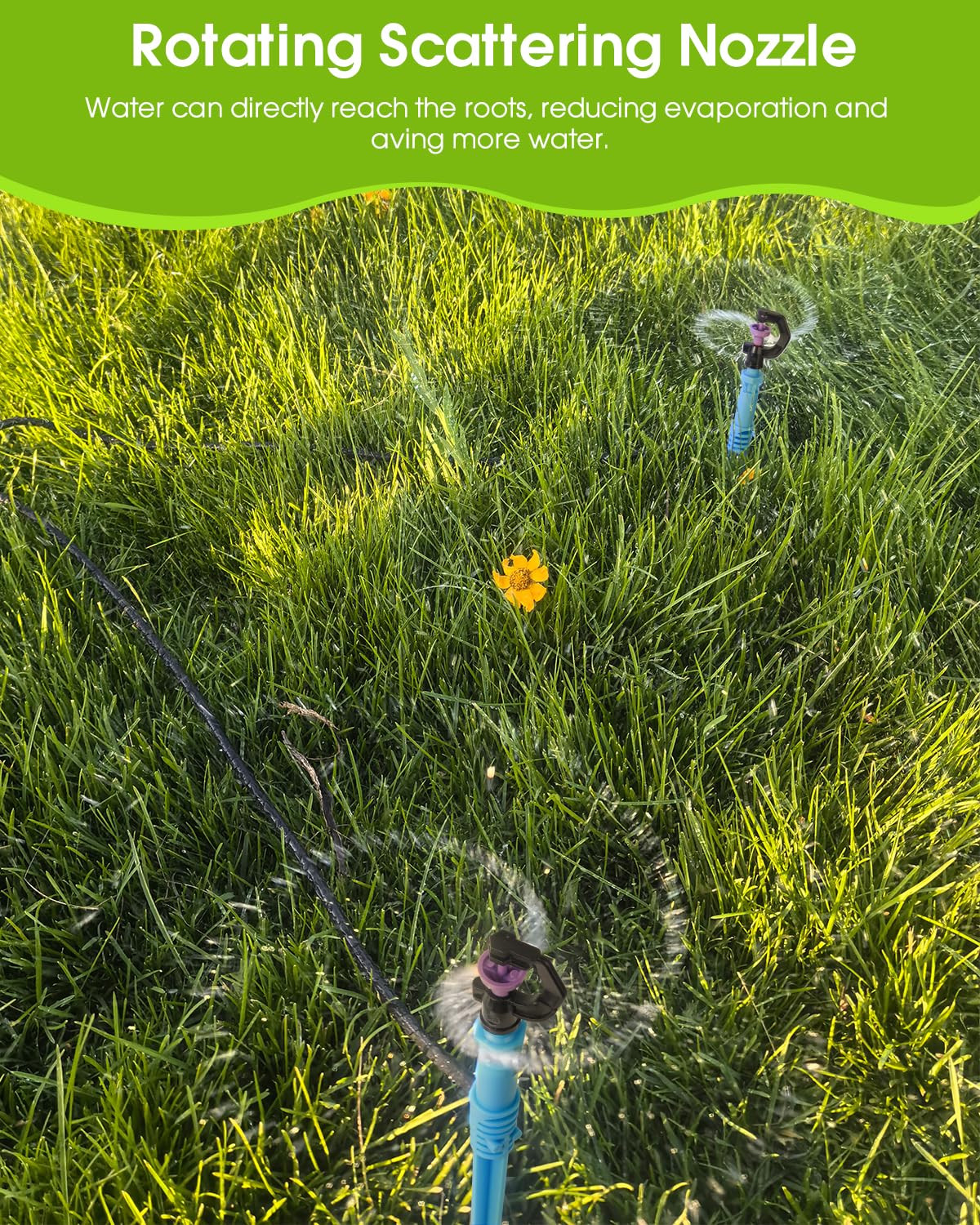 Automatic Lawn Sprinkler System with 32.8FT 8/12'' +16.4FT 4/7'' Tubing Kit, G‑Type 360 Degree Rotation Sprinkler Watering for Drip Irrigation, Watering Plants, Yard & Lawn Care