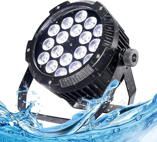 LED Par Lights 18x12W Outdoor Waterproof Stage Light RGBW 4-in-1 DMX Control for Events DJ Disco Festival Wedding Party Outdoor Stage Lighting