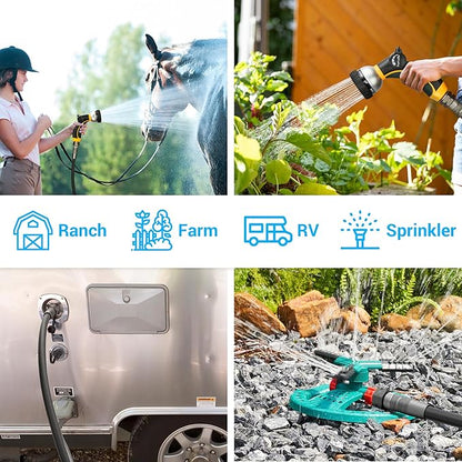 TheFitLife Garden Hose 75 FT - 75FT Water Hose with Nozzle and Metal Fittings, High Pressure 75 Feet x 1/2" Outdoor Hose for Reel Cart, Sprinkler, Easy Storage, Leak Proof (75FT)