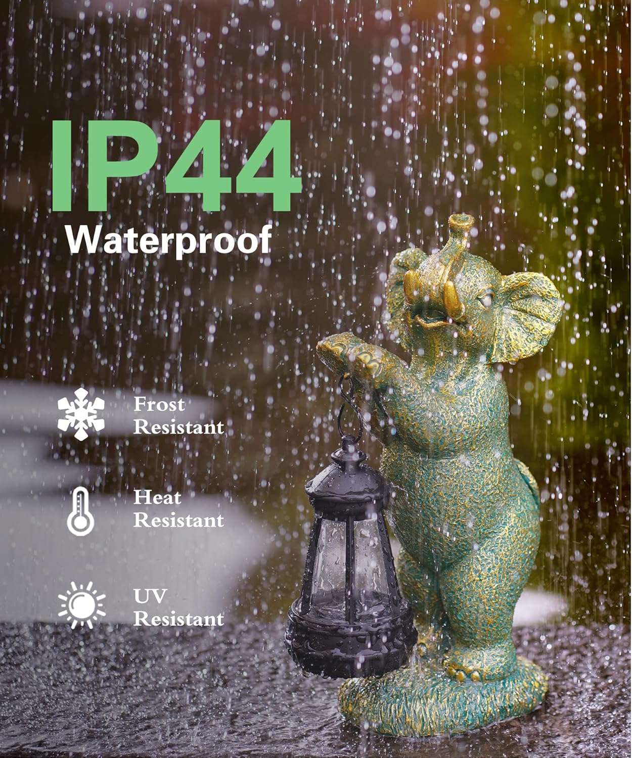 Solar Elephant Garden Statues for Outdoor: Outside Sculpture Lantern Decor for Yard Lawn Porch Patio Balcony Decorations Gifts for Grandma Mom Women