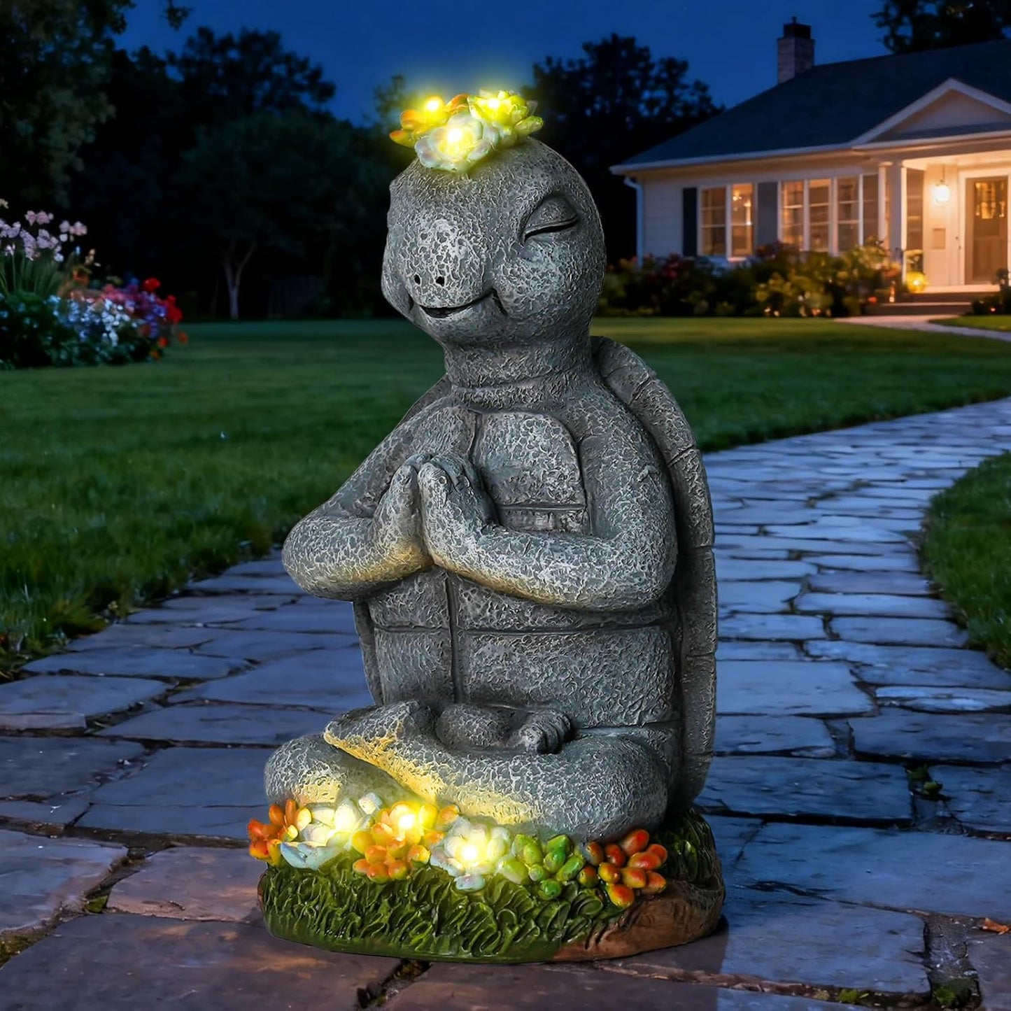 Solar Turtle Decor Garden Turtle Figurines with LED Light Birthday Gifts for Women Turtle Outdoor Decor for Patio Yard Garden Home Decor