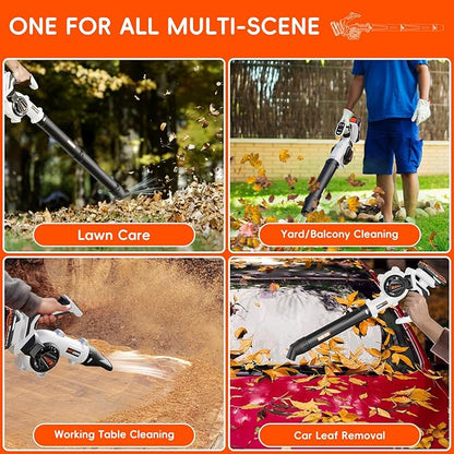 Leaf Blower Cordless-20V Mini Leaf Blowers with 2x2.0Ah Battery and Charger,3 Blowing Nozzles & 3 Speed Mode 160MPH,Battery Powered Leaf Blowers for Lawn Care,Patio,Yard,Dust