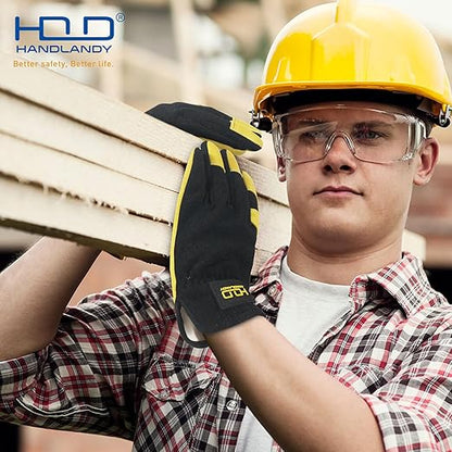 HLDD HANDLANDY Mens Leather Gardening Gloves, Utility Work Gloves for Gardening, Yardwork, Construction, Mechanics