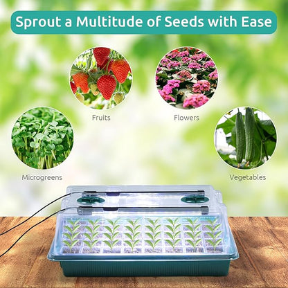 Seedfactor 2 Packs Seed Starter Tray with Grow Light, 40-Cell Seedling Starter Trays Kit with Automatic Timer, Adjustable Light, Full Spectrum, Humidity Dome, Seedling Tray for Plants Indoor-Clear