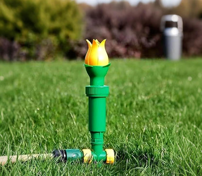 Tulip Sprinkler Head, Flower sprinklers for Yard,sprayers in Lawn and Garden，Decorative Sprinkler, Patio, Kids (16 inch Height, Yellow+Green)