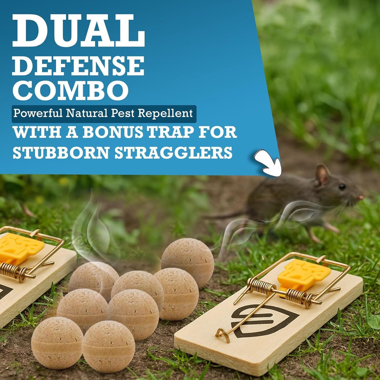 Rodent Repellent Balls – 24-Pack + 1 Trap – Powerful Natural Pest Control for Mice, Rats, Squirrels – Long-Lasting Indoor Protection, Child & Pet Safe