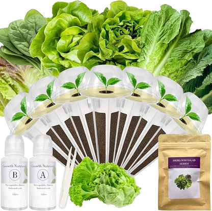 Salad Greens Seed Pod Kit for AeroGarden, iDoo, Ahopegarden, MUFGA with Red/Green Romain/American Fast/Buttercrunch/Parris Island Lettuce, Spinach - Compatible with All Garden(7-Pod)