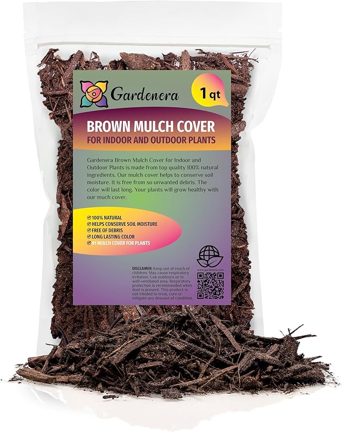 Gardenera Premium Brown Mulch - Transform Your Landscape with Natural Elegance - 1 Quart