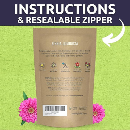 Zinnia Luminosa - Bulk 1/4 Pound Pouch - 15,000 Flower Seeds for Planting - Zinnia elegans