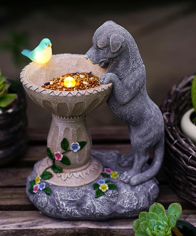 Dachshund Dog Statues for Bird Bath: Outdoor Sculptures for Garden Lawn Patio Yard Balcony Porch - Unique Gifts for Mother Grandma Women