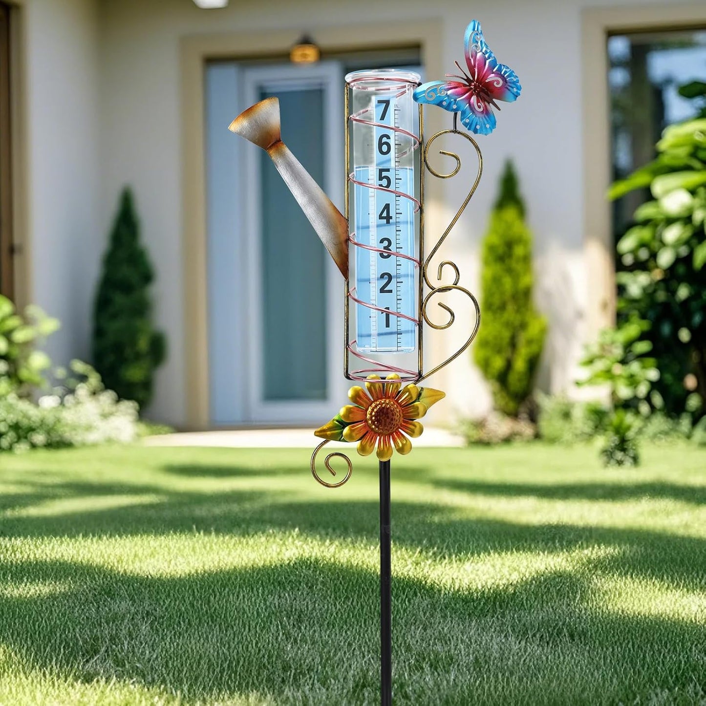 MUMTOP Rain Gauge Outdoor Freeze Proof, 36 Inch Large Number Easy Read Water Measure Gauge for Lawn, Yard and Garden(Watering Can)