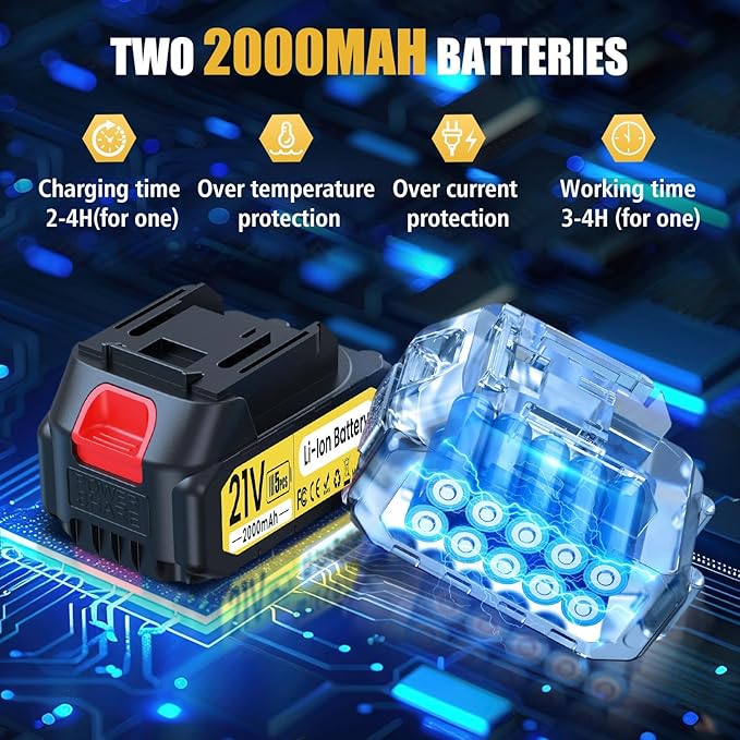 Electric Pruning Shears Cordless with 8FT Pole, Max Cutting Diameter 2 inch(50mm), 21V 2*2Ah, 1000w Brushless Motor, Working time 6-10 h, Electric Pruning Shears Suitable for Gardens, Orchards, Farms