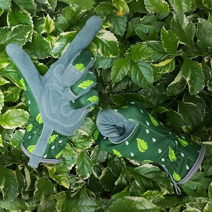 SKYDEER Premium Genuine Deerskin Suede Women's Gardening Gloves, Ultra-Soft Padded, Comfort Fit for Work (SD6615)