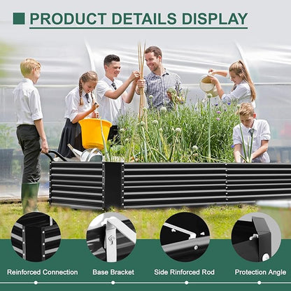 Land Guard 6x3x3ft Rectangular Galvanized Raised Garden Beds, Large-Capacity Metal Planter Box Outdoor, Durable Deep Raised Garden Bed 3ft Tall, Raised Beds for Gardening Vegetables, Dark Grey