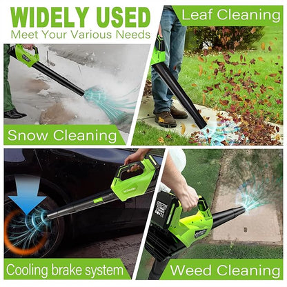 2025 Upgrade Leaf Blower, Leaf Blower Cordless with 2 * 2.6AH Batteries and Fast Charger, 450CFM &150MPH and 2 Speed Mode, Lightweight Electric Leaf Blowers for Lawn,Yard, Leaves, Dust,Snow Care