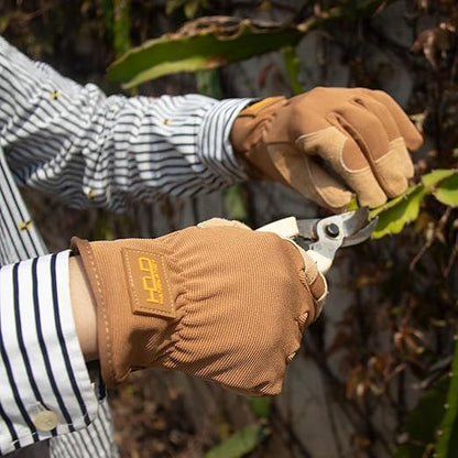 HLDD HANDLANDY 2 Pairs Leather Gardening Gloves for Men, Utility Work Gloves for Gardening, Yardwork, Construction, Mechanics, Great Garden Gifts for Men Women