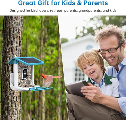 SMONET Bird Feeder with Camera B300: Smart Birdhouse Camera AI Recognition Solar Powered,Outdoor Wireless WiFi Birdfeeder Watching Live Video,Funny Birthday Gifts for Mom Mother Grandma Daughter
