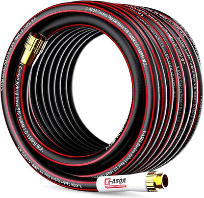 YASQA Heavy Duty Garden Hose 100 ft 5/8 Inch, Contractor's Leak Proof Durable No Kink Easy Coil Flexible Hose Black & water hose 100ft