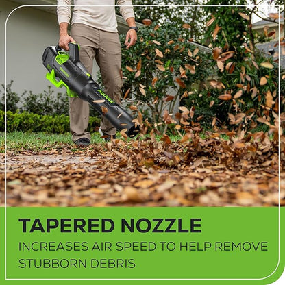 Greenworks 80V (770 CFM/190 MPH) Brushless Cordless Leaf Blower, Commercial-Grade Powerf for Autumn Leaf Composting, Spring Pollen Cleanup and Post-Snow Debris, Includes 4.0Ah Battery & Rapid Charger