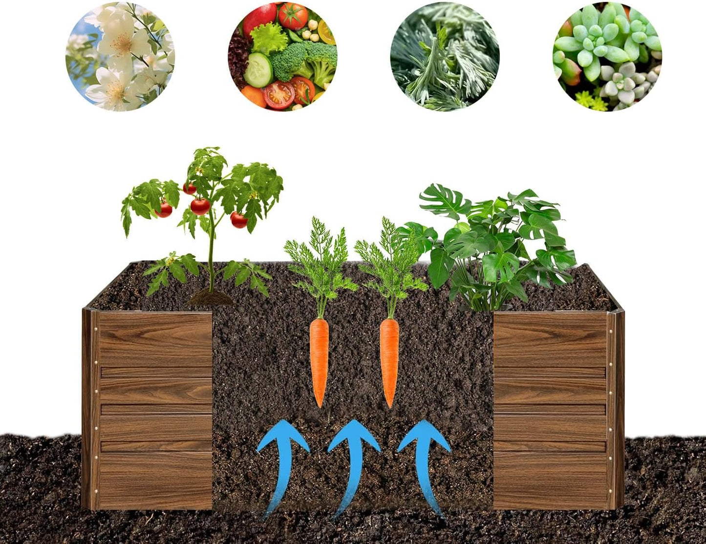 Raised Garden Bed, Raised Beds for Gardening Outdoor for Vegetables and Flowers Ground Planter Box, Galvanized Metal Planter Grow Garden Box,4X2X2ft