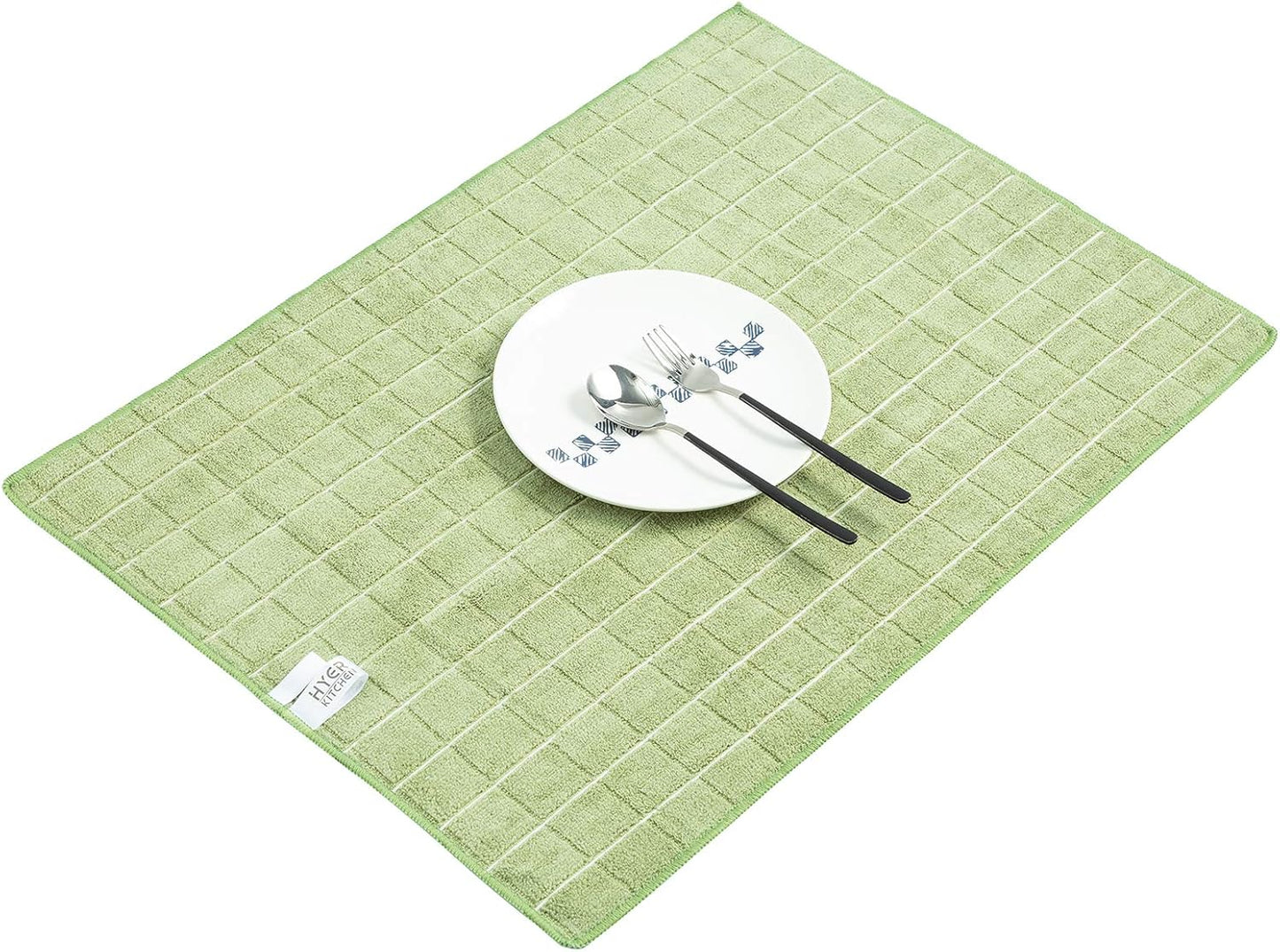 Microfiber Dish Towels - Soft, Super Absorbent and Lint Free Kitchen Towels - 8 Pack (Lattice Designed Olive Colors) - 26 x 18 Inch (Olive Green)