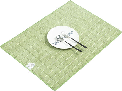 Microfiber Dish Towels - Soft, Super Absorbent and Lint Free Kitchen Towels - 8 Pack (Lattice Designed Olive Colors) - 26 x 18 Inch (Olive Green)