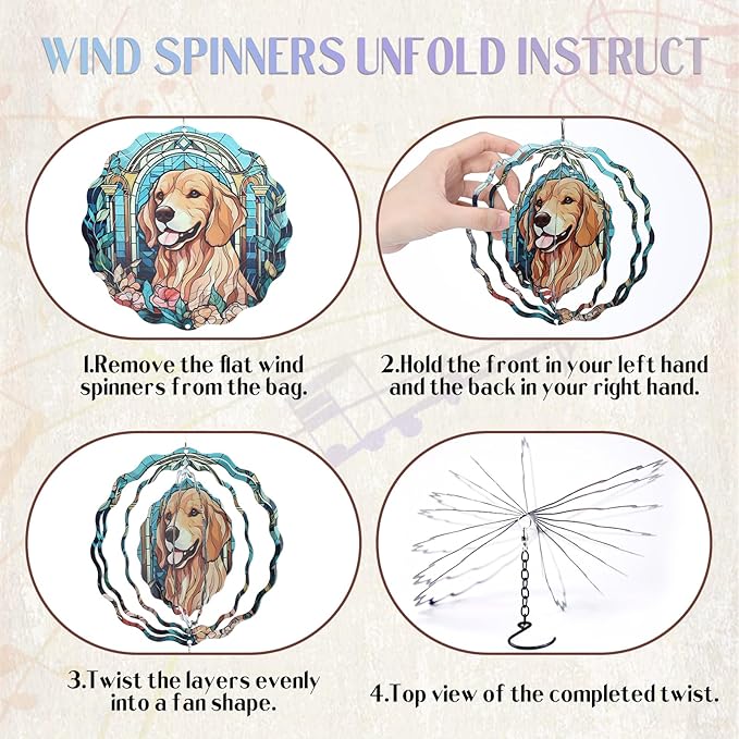Dog Metal Wind Chimes - Windchimes Spinners Outdoors Decor Dogs Mom Gifts for Women Outside Indoor Hanging Decoration for Garden Patio Yard Porch Balcony Christmas New Year Birthday Gift