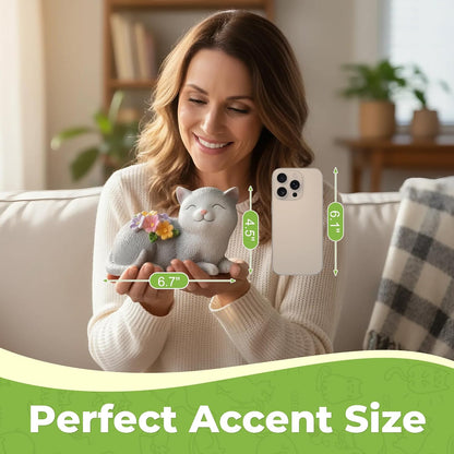 Garden Decor Solar Cat Statue with Warm Glow - Unique Birthday, Christmas & House Warming Gifts for Women, Mom, Cat Lovers - Outdoor Yard Art for Lawn, Patio, Backyard & Balcony Decor