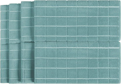 Microfiber Dish Towels - Soft, Super Absorbent and Lint Free Kitchen Towels - 8 Pack (Lattice Designed Lake Blue Colors) - 26 x 18 Inch