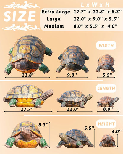 Tortoise Turtle Statue,Resin Garden Sculpture Indoor/Outdoor Yard Lawn Ornament,Home Decor (Large)