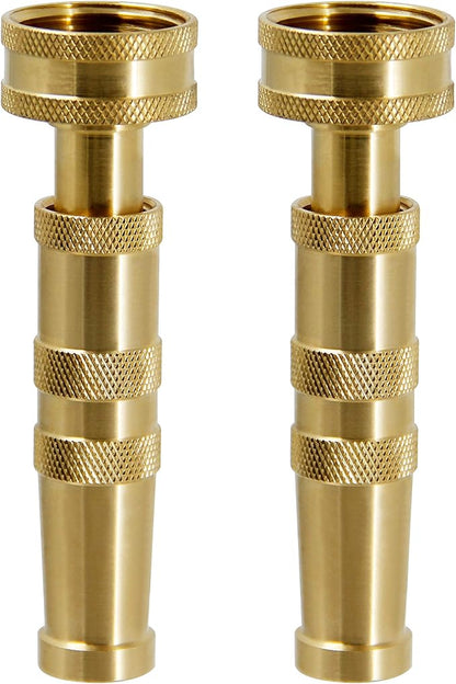ATDAWN Brass Hose Nozzle, Heavy-Duty Brass Adjustable Twist Hose Nozzle, 2 Pack (4")