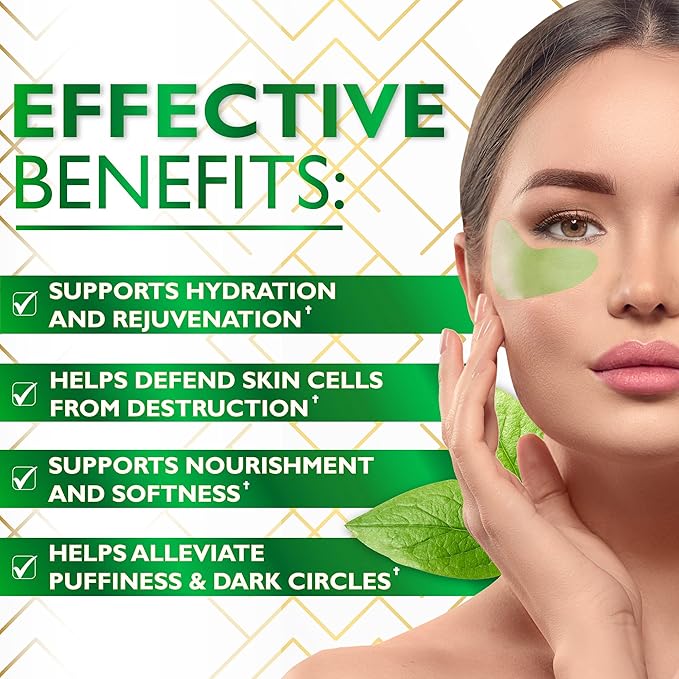 Under Eye Patches for Puffy Eyes, Dark Circles, Undereye Bags - Green Tea Skincare Treatment Mask for Wrinkles, Puffiness Reducer - Hyaluronic Acid, Collagen,Caffeine - Gifts for Women & Men - 60 Pads