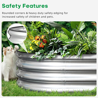 JERIA 6×3×1ft Oval Raised Garden Bed,Galvanized Raised Garden Bed Kit Outdoor Metal Gardening Planter Box for Vegetable, Fruits, Flower，Herbs