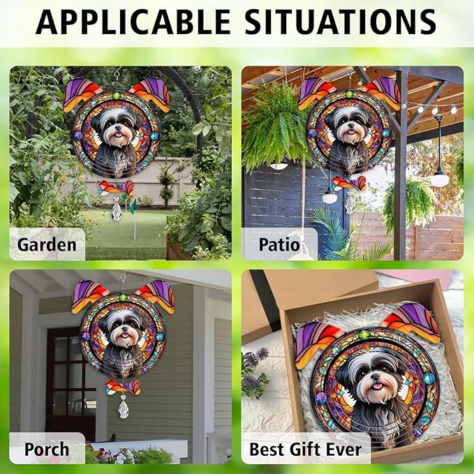 Affenpinscher Dog Ears Wind Spinner, Affenpinscher Wind Spinner Hanging for Yard and Garden