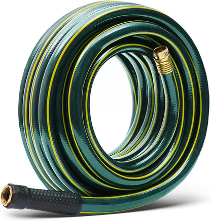 Solution4Patio Lead-in Green Garden Hose 5/8 in. x 25 ft. -Kink Free, No Leaking, Male/Female Fittings -Heavy Duty Durable Flexible Lightweight Water Pipe -Brass Aluminum Ends for Household & Yard